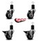 Service Caster 3'' Black Poly Wheel Swivel 1-3/4'' Expanding Stem Caster Set 2 Brakes, 4PK SCC-EX20S314-PPUB-BLK-2-PLB-2-134 - alternate 3